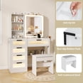 thumbnail image 7 of Infans Modern Vanity Desk w/ Sliding Mirror & Lights Stool 5 Drawers Hooks Open Storage, 7 of 7