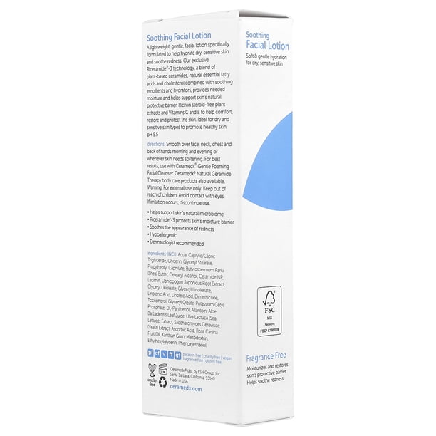 Ceramedx Soothing Facial Lotion, Fragrance Free, 4 fl oz - Walmart.com