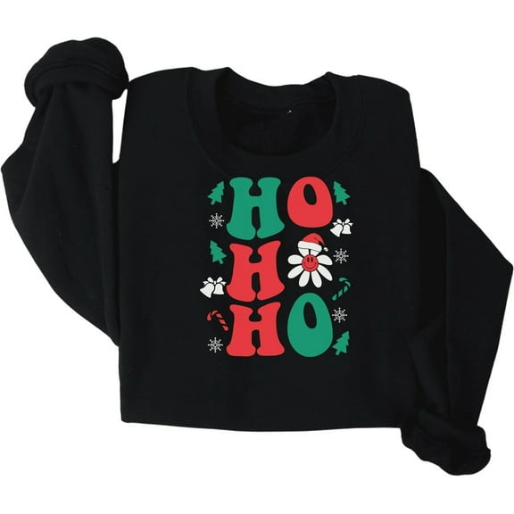 Retro Christmas Sweatshirt, Ho Ho Ho Shirt,Christmas Trees Crewneck Pullover,XMAS Party Santa Shirt, Funny Holiday Shirt, Winter Sweatshirt