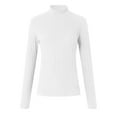 thumbnail image 5 of larppty Women's Long Sleeve Tops Mock Neck Ribbed Knit Slim Fit Pleated Basic T Shirts Lightweight Sweater Going Out Clothes (White, M), 5 of 6