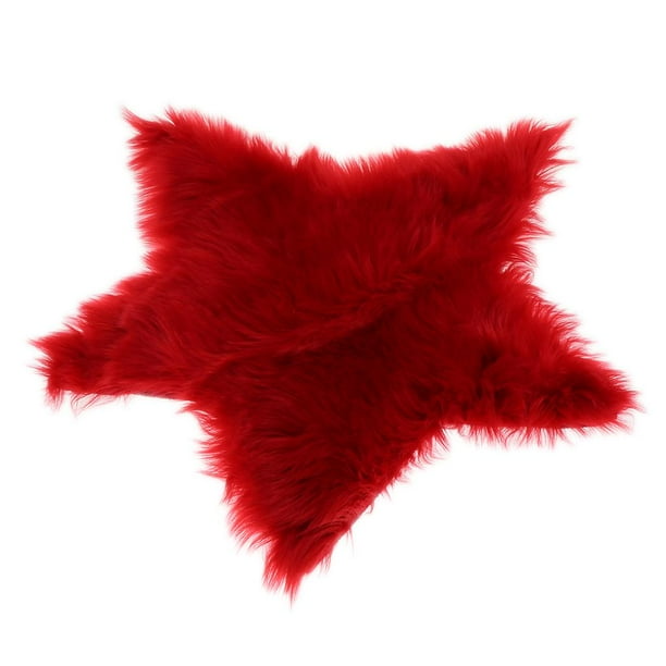 Alfombras modernas con forma de estrella, tapetes esponjosos para sala de estar y dormitorio. rojo
