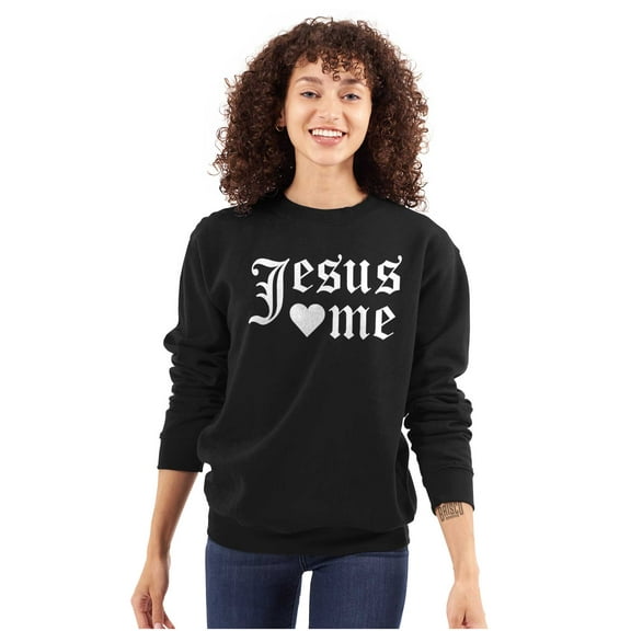 Jesus Loves Me Religious Christian Women Crewneck Sweatshirt Brisco Brands S