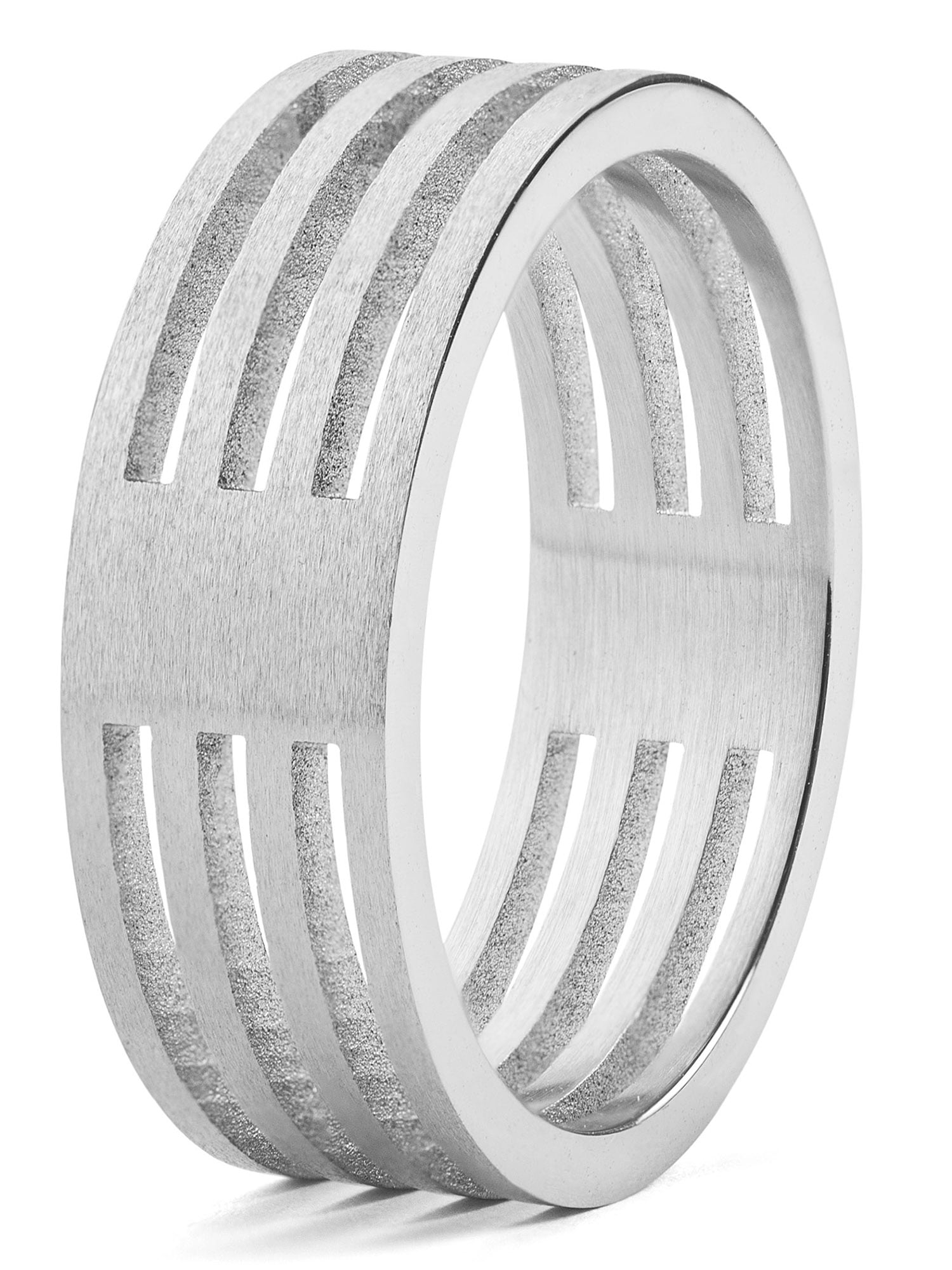 Coastal Jewelry Stainless Steel Brushed Finish 4-Layer Split Ring ...