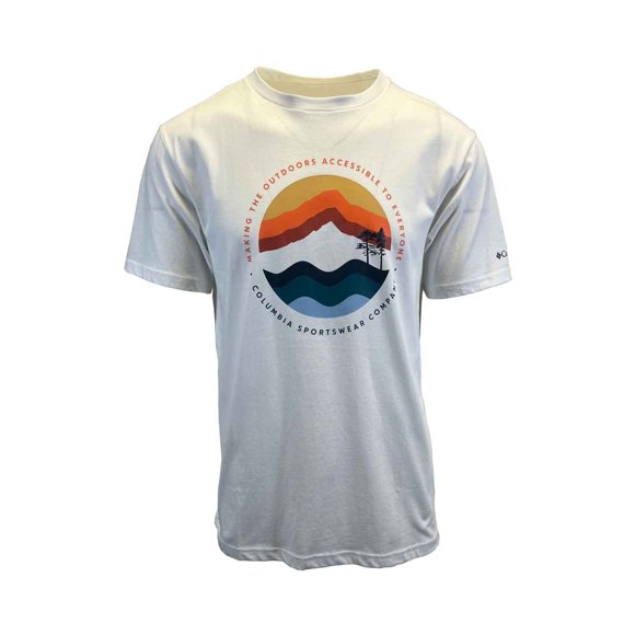 Columbia Men's White T-Shirt Path Lake II Graphic Circular Linescape S/S (S06)