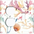 thumbnail image 2 of Metal Light Switch Wall Plate Outlet Cover (Colorful Ocean Sea Coral Reef Shell Clam White - Single Duplex Single Toggle), 2 of 2