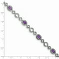 thumbnail image 2 of 925 Sterling Silver Diamond Purple Amethyst Oval Link Bracelet 7 Inch Gemstone Fine Jewelry For Women Gifts For Her, 2 of 6