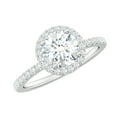 thumbnail image 3 of Rosec Jewels Circle Engagement Ring with Moissanite - 7 mm, D-VS1 Quality - High Profile Ring, 10K White Gold, US 9.50, 3 of 10