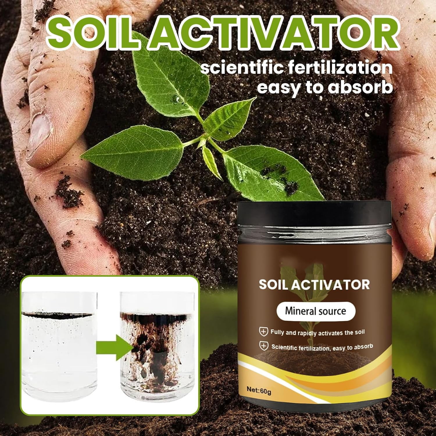 2PCS Soil Activators, Organic Soil Activators and Plant Fertilizers, Garden Beds for Cultivation, Potting Mix and Seedling Compost, Promoting Plant Rooting 60g