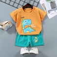 thumbnail image 2 of NIEWTR Toddler Boys Pajamas Two Piece Set Short Sleeve Top + Comfy Shorts Soft Breathable Children Kids Pjs Summer Pajamas for Boys 2T 3T 4T 5T Gift Sets(A-Orange,3-4 Years), 2 of 4