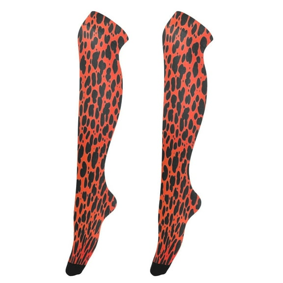 Sexy Thigh High Stockings - Silky Smooth & Stay-Up Design for Legs That Slay! Red Leopard Pattern