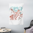 thumbnail image 1 of Great Wall of China Tapestry, Oriental Colorful Tourist Hand Drawn Chinese Travel Art with a Heart, Wall Hanging for Bedroom Living Room Dorm Decor, 40W X 60L Inches, Aqua Ruby, by Ambesonne, 1 of 2