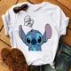 thumbnail image 1 of Camiseta holgada con cuello redondo y estampado de puntadas para parejas, camiseta blanca de manga corta de Disney, novedad de verano 2022, 1 of 4