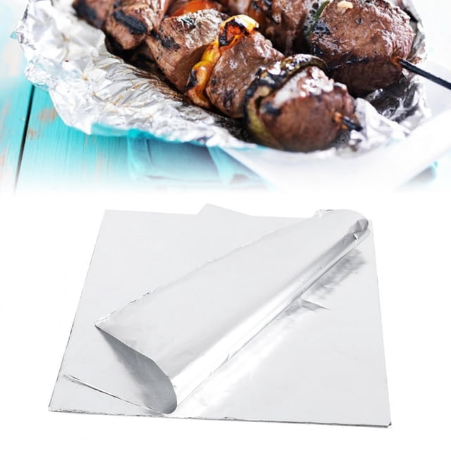 Papier d'Aluminium Épaissi 25 Microns, Résistant aux Hautes Températures, 100 Pcs pour Barbecue Cuisson. Élargi, Résistant à l'Humidité