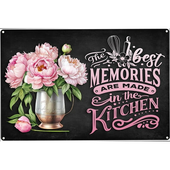 Kitchen Decor Metal Signs The Best Memories Are Made In The Kitchen Tin Sign Housewarming Gifts for New House 12x8 Inches
