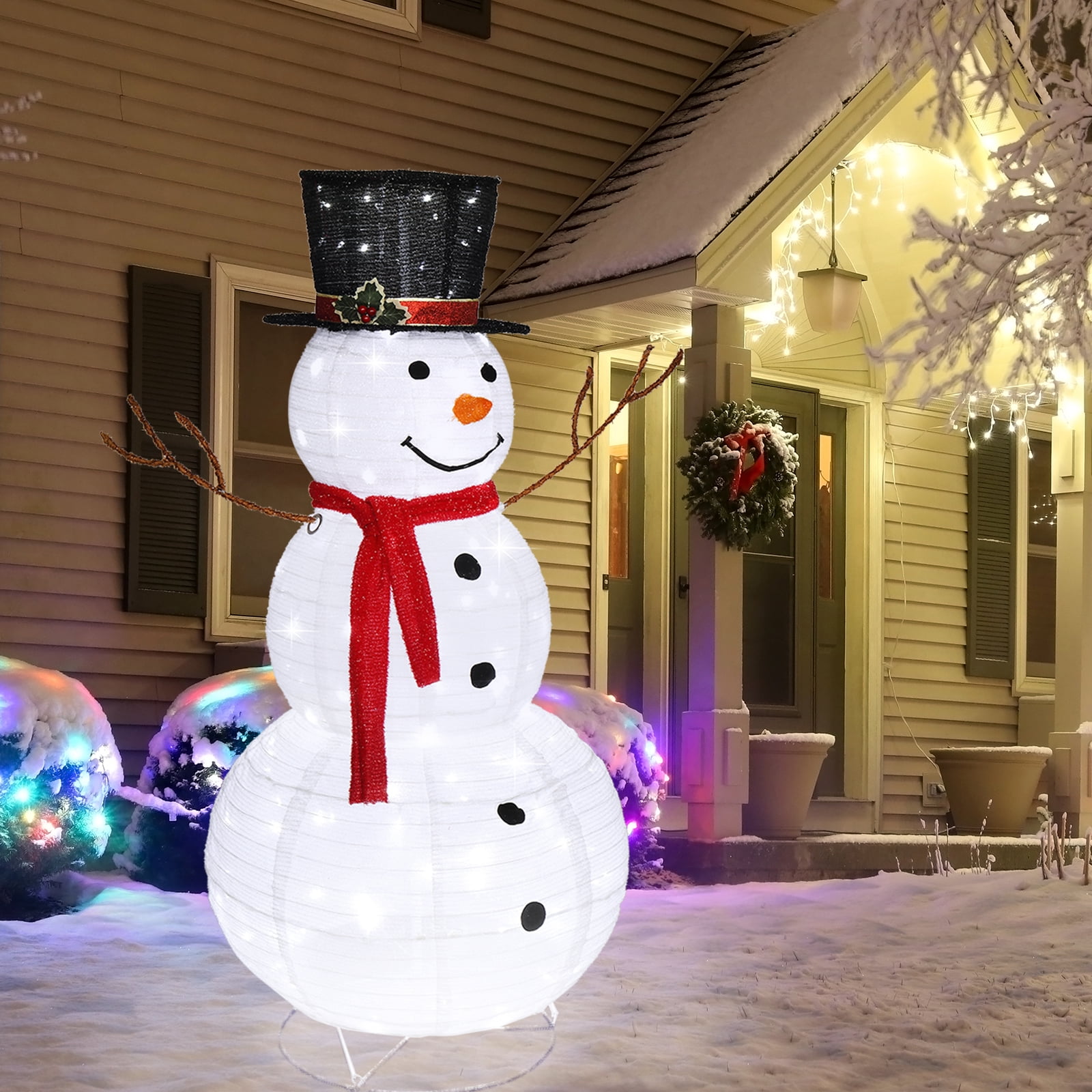 Snowman Snow Fleece Garden Snowman Decoration, 60*60*120cm 30.00V 3.60W White