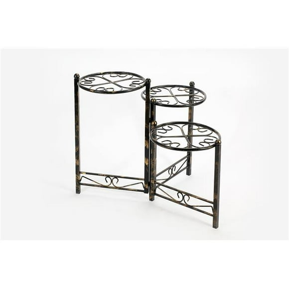 24.41" Three Tier Heart Clover Round Plant Stand