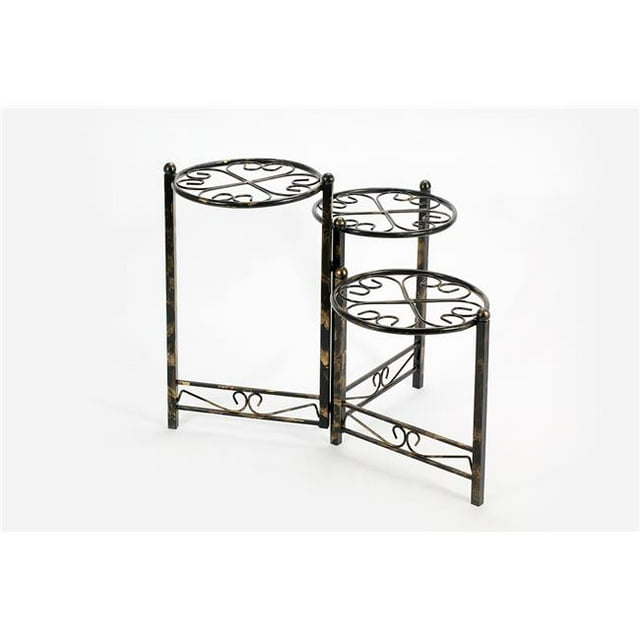 24.41" Three Tier Heart Clover Round Plant Stand