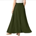 thumbnail image 3 of Busydd Women Maxi Skirt Solid Color Long Skirts for Women Elastic Waist Drawstring Casual Skirts with Pocket L, 3 of 4