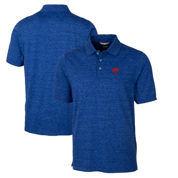 Men's Cutter & Buck Royal Buffalo Bills Advantage Tri-Blend Space Dye Big & Tall Throwback Polo