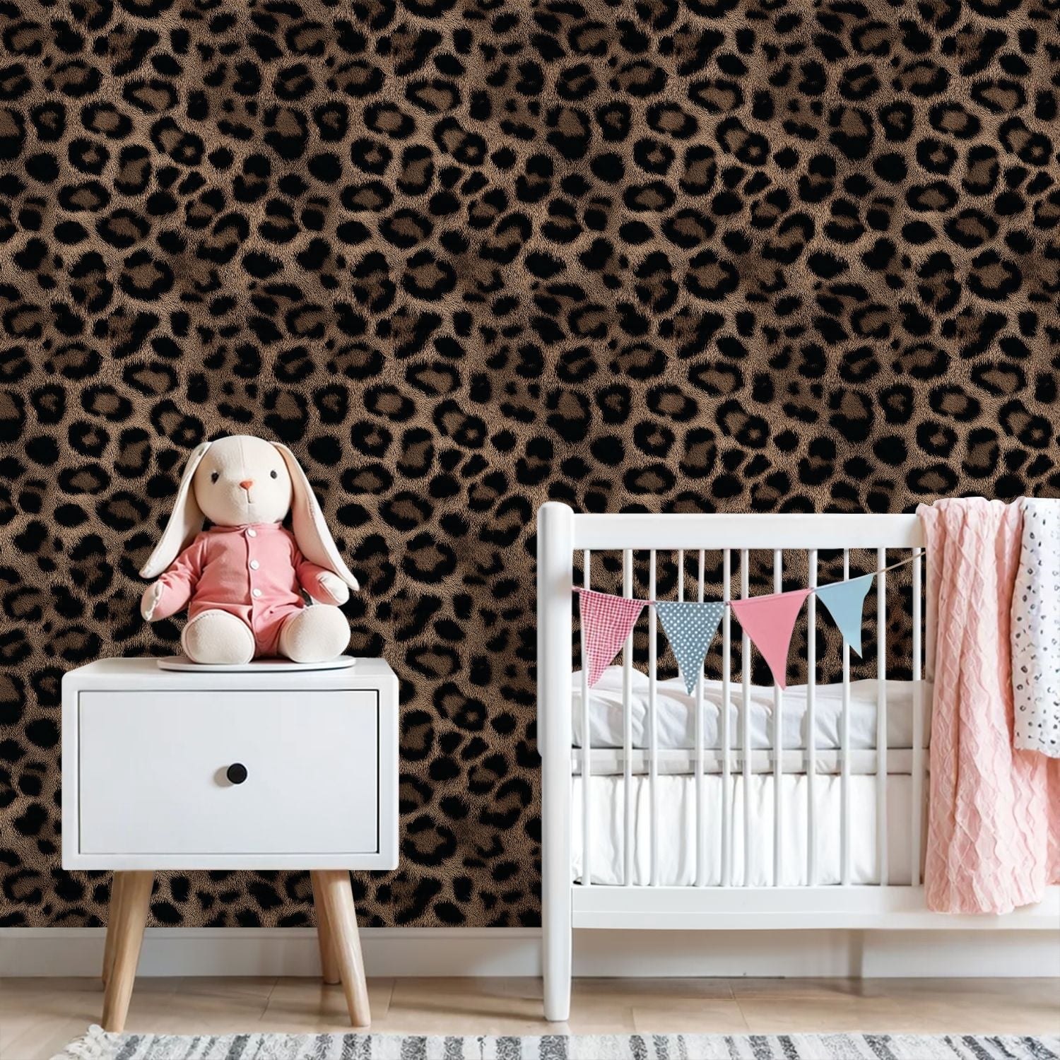 Peel and Stick Wallpaper Leopard Print Brown Black Tones Wall Mural 23.6in x 9.8ft Self Adhesive Removable Wall Paper Renter Friendly Wallpaper for Nursery Bedroom Cabinets