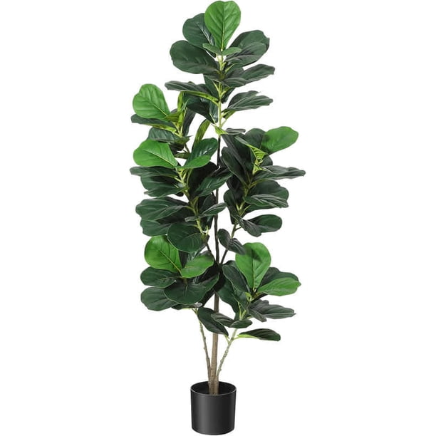 5ft artificial multi - stem simulation fiddle leaf ficus tree: fake fiddle leaf ficus plant con pot, perfect para indoor/outdoor home, oficina, sala de estar, bathroom decoration