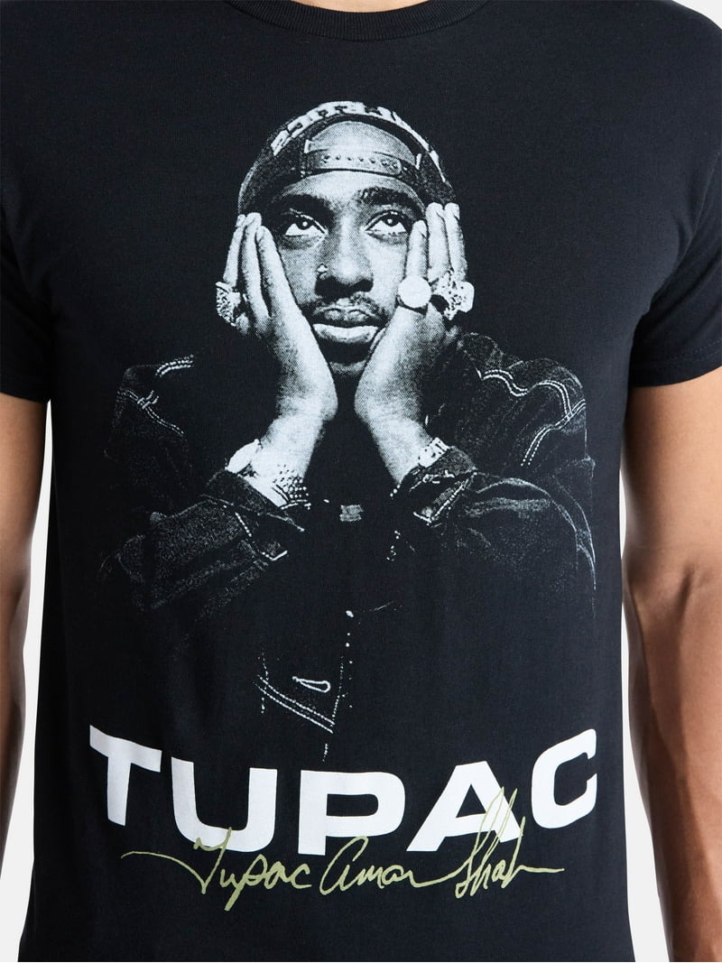 2Pac Men's and Big Men's Tupac Shakur Signature Cotton Graphic Tee
