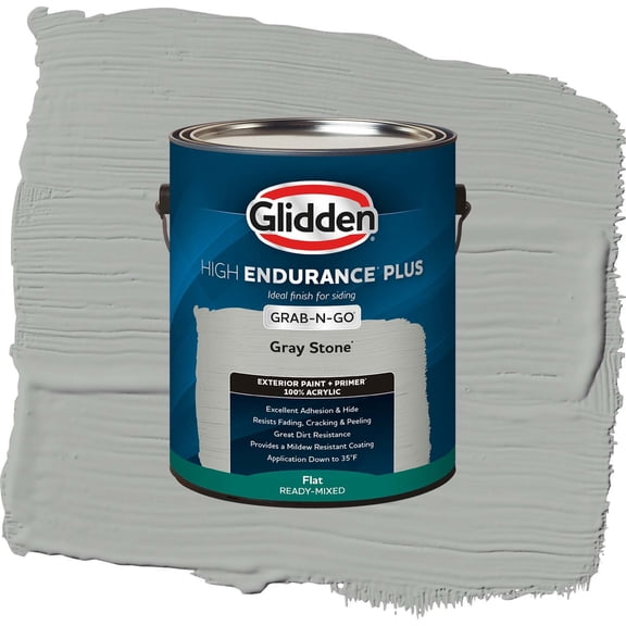 Glidden High Endurance Plus Gray Stone Flat Exterior Paint and Primer, 1 Gallon