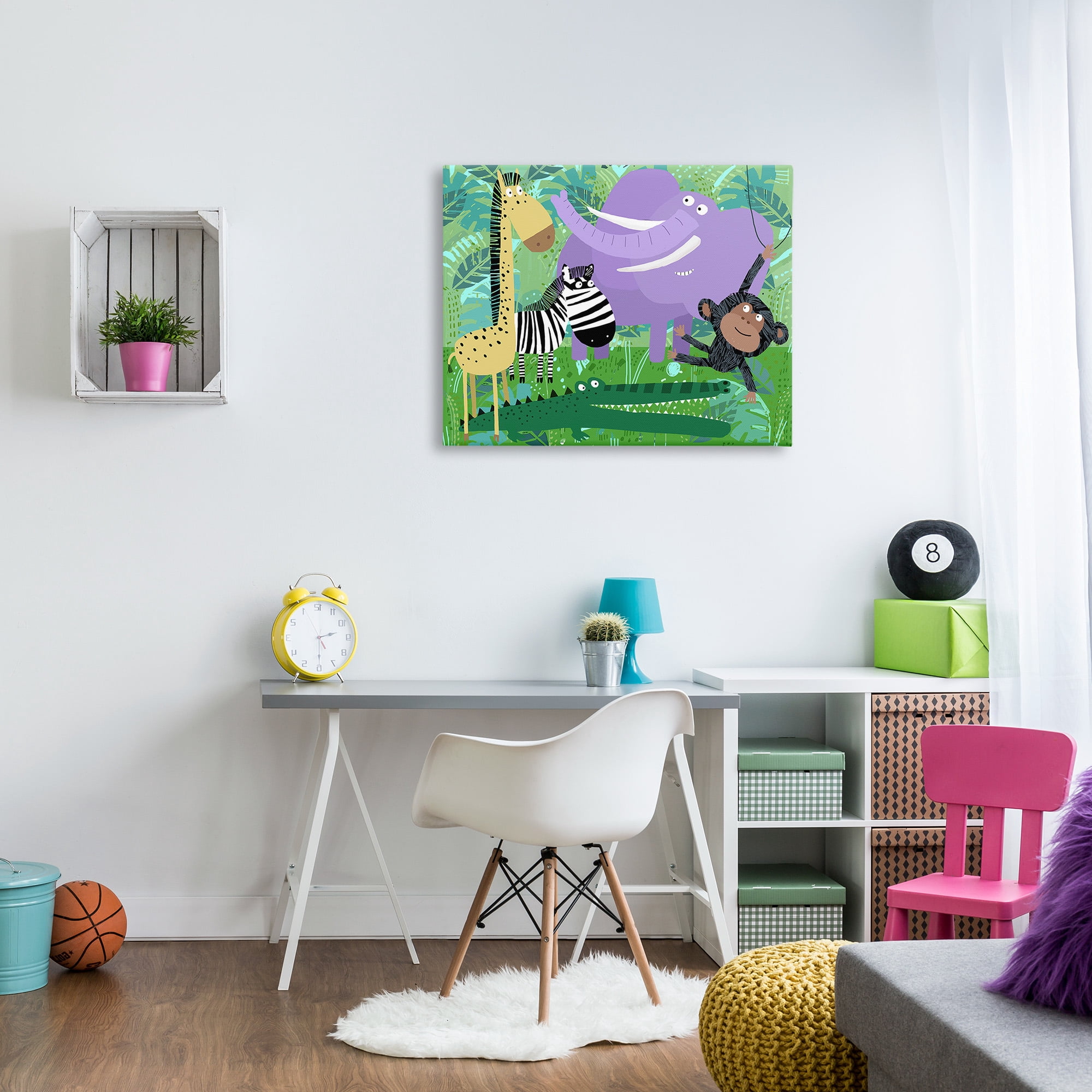 Stupell Industries Jungle Wildlife Animals Animals & Insects Painting Gallery Wrapped Canvas Art Print Wall Art, 40 x 30