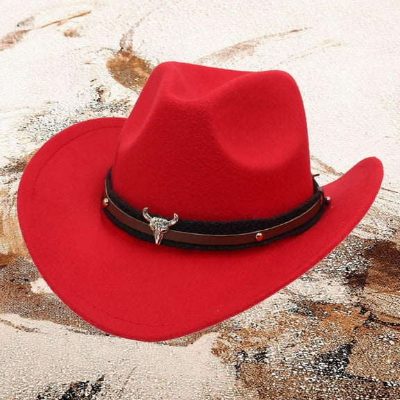 TIANZEN Western Cowboy Style Hat Jazz Bowler Hat Cow Head Decoration Ethnic Style Hat Cowboy Hat Stand Hat Bands for Mens Cowboy Hat Fringe Vest Women Western