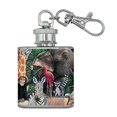 thumbnail image 1 of World Animals Family Reunion Monkey Bear Zebra Elephant Stainless Steel 1oz Mini Flask Key Chain, 1 of 4