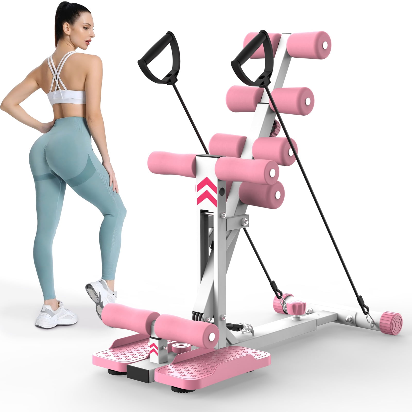 Deep Squat Machine with Resistance Bands, Squat Assist Trainer for Glutes Legs & Core Workout, Compact Home Gym Exercise Equipment with Non-Slip Base, 300 lbs Capacity