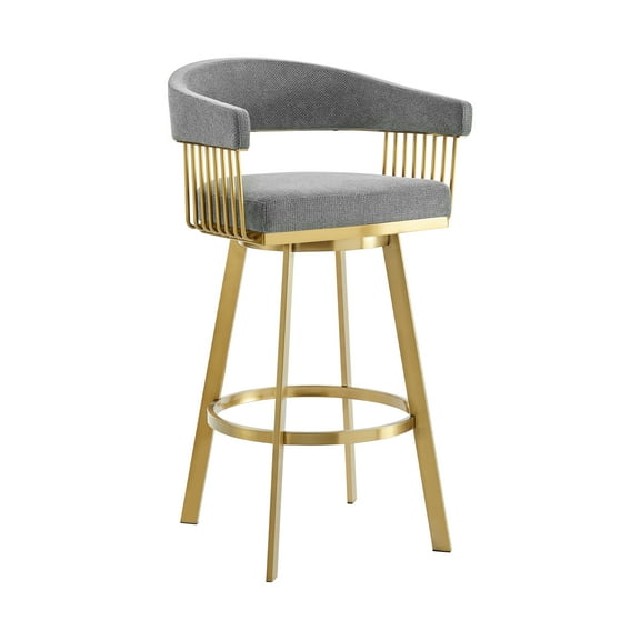 Chelsea 26" Swivel Counter Stool with Gold Brushed Stainless Steel and Anchor Gray Fabric