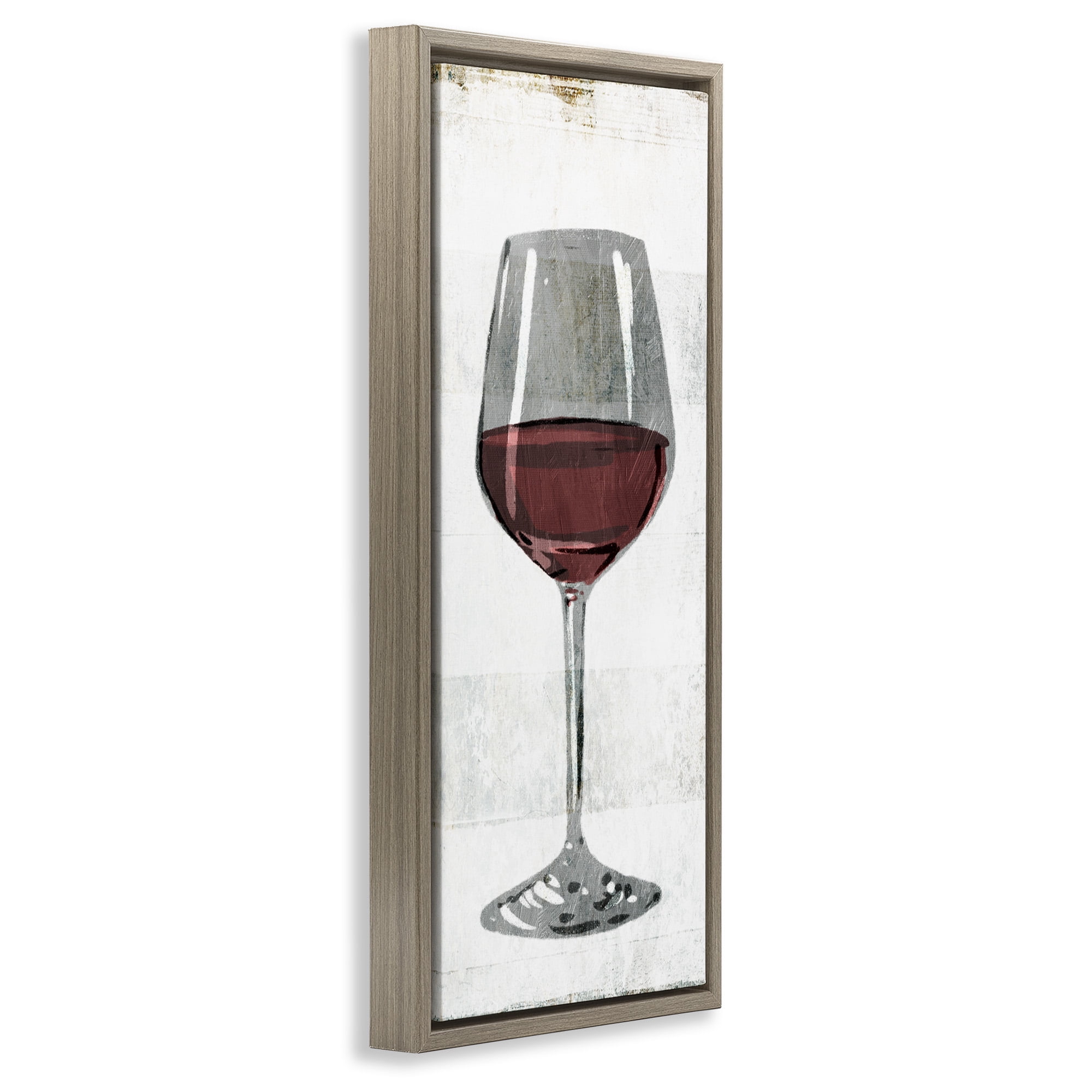 Stupell Industries Rustic Kitchen Red Wine Glass Food & Beverage Painting Brown Floater Framed Canvas Art Print Wall Art, 15 x 31
