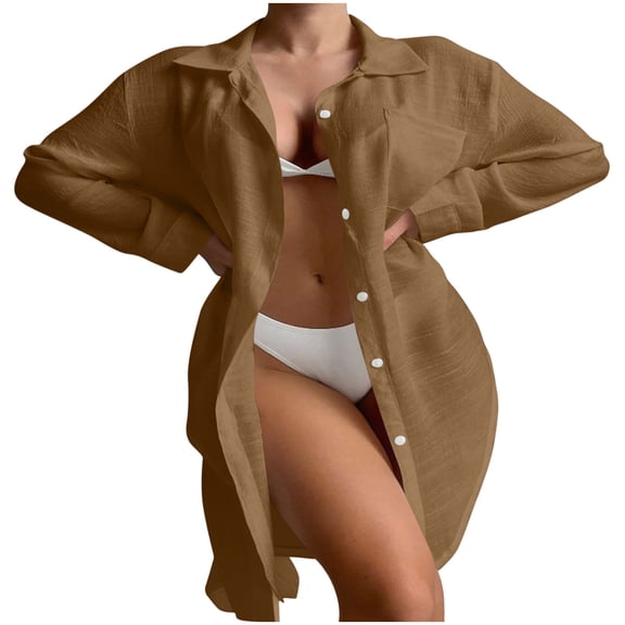 Riecok Womens Cover Up Jacket Long Sleeve Open Front Sun Protection Cover Ups Summer Beach Vacation Cardigans
