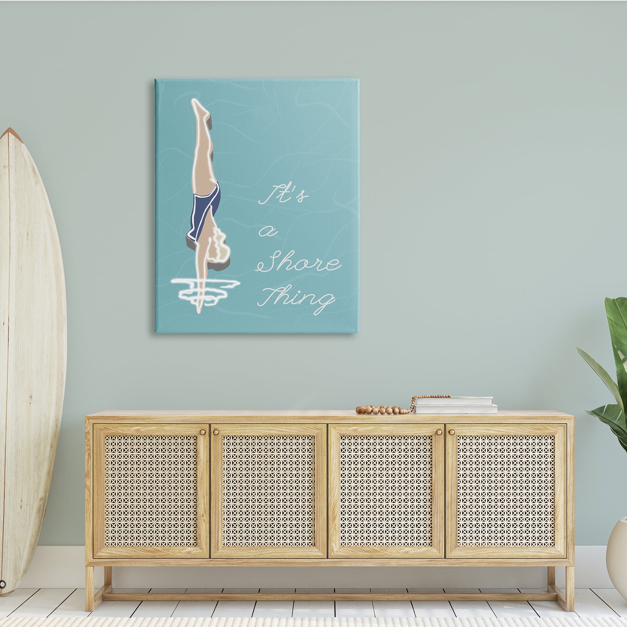 Stupell Indtries It’s a Shore Thing Swimming Pun Woman Diving,36 x 48,Design by Jen Bucheli