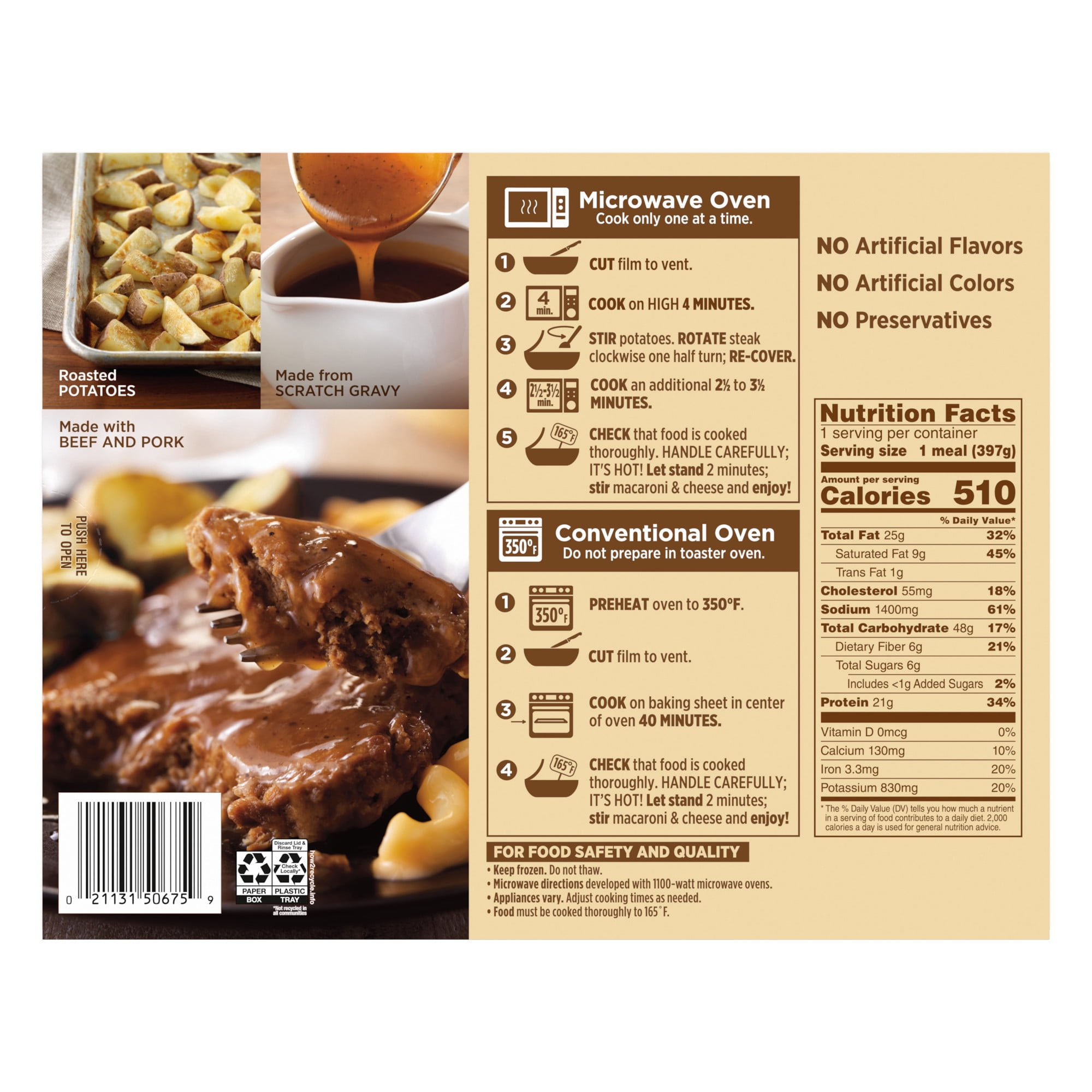 Marie Callender’s Salisbury Steak, Frozen Meal, 14 oz.
