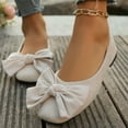 thumbnail image 4 of White Women Casual Loafers With Suede Upper Bow Accent And Flat Sole For Easy Outfits, 4 of 9