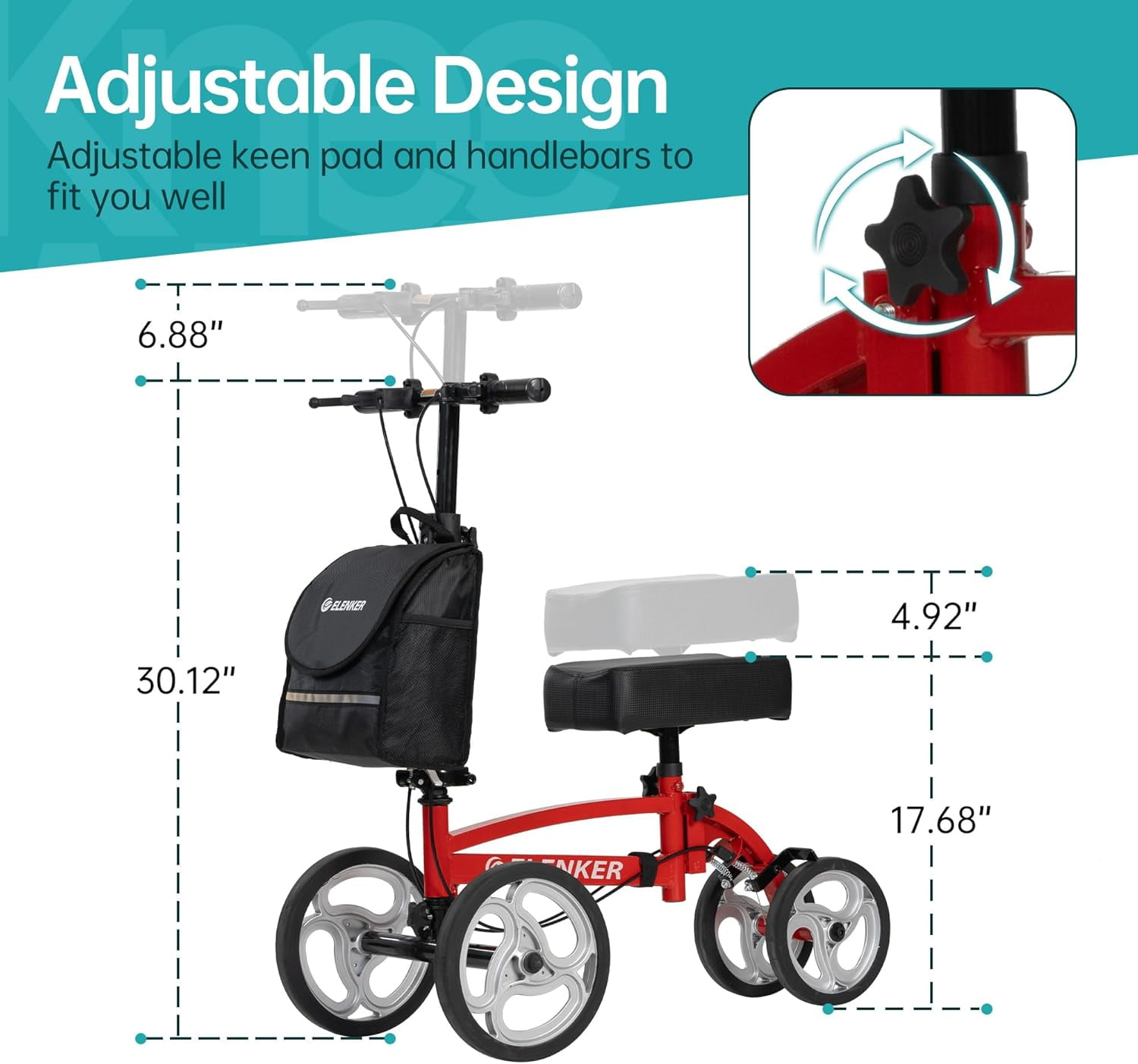 ELLwAker ELENKER Knee Scooter Steerable Knee Walker Crutch
