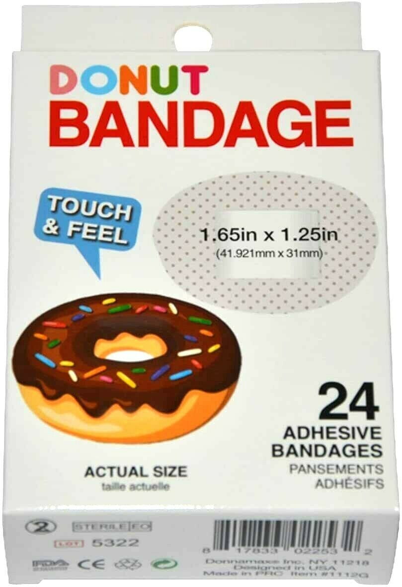 BioSwiss Novelty Donut Fun Bandages (24 Bandages) 3 Unique Designs