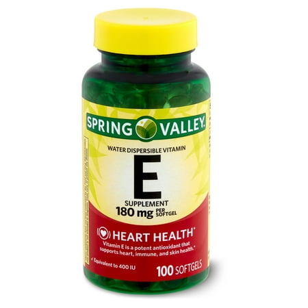 Spring Valley Water Dispersible Vitamin E Supplement, 180 mg, 100 Count