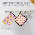 thumbnail image 4 of Yayeee Oven Mitts and Pot Holder Set of 4 Heat Resistant Kitchen Gloves Baking Hot Pad, Yellow Pink Stars, 4 of 5