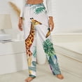 thumbnail image 3 of Jungle Giraffe Paradise Print Winter Female Pants Flannel High Waist Women Pants Lady Warm Straight Leg Plush Trousers, 3 of 7