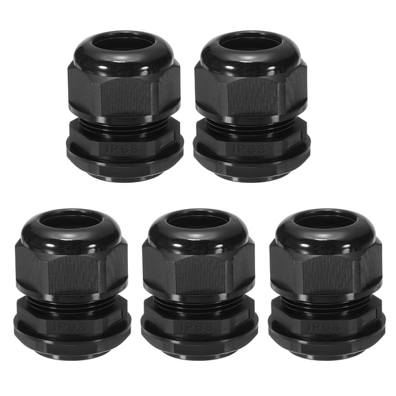 Uxcell 5 Pcs PG29 Cable Glands Adjustable 18-25mm PA6 Nylon IP68 Waterproof Connectors with Seals Anti-Corrosion for Industrial/Outdoor Electrical Systems (Black)