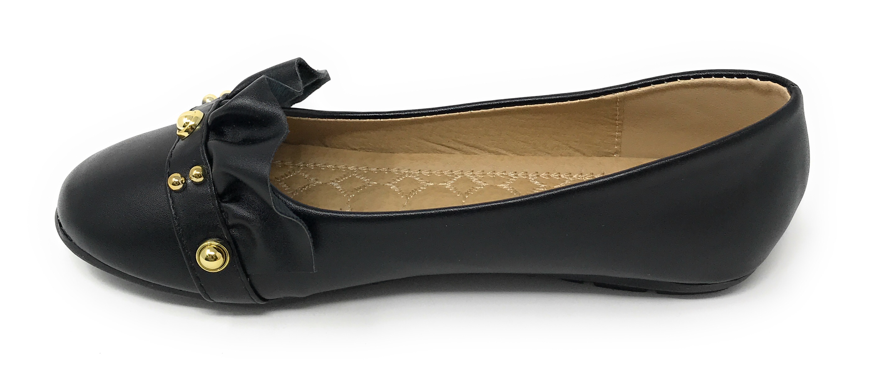 Victoria K Women's Ruffle With Gold studs Ballerina Flats