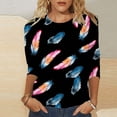 thumbnail image 2 of NJGRAE Asymmetrical Tops for Women Women’S Ribbed Knit Tops Ladies Fashion Casual Print Sport Round Neck T Shirt Comfortable Casual Loose Sleeve T Shirt Summer Graphic Print Tops M, 2 of 4