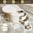 thumbnail image 3 of Round Nesting Coffee Table Set of 2, 31.5" Faux Marble Tea Table with 2 Drawers for Living Room, Office, 3 of 7