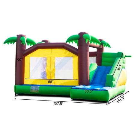 Goplus Inflatable Moonwalk Jungle Bounce House Jumper Bouncy Kids Jump Bouncer