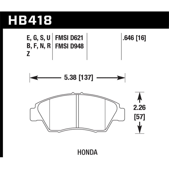 Hawk 02-06 RSX (non-S) Front / 03-09 Civic Hybrid / 04-05 Civic Si HP  Street Rear Brake Pads Fits select: 2007-2012,2013 HONDA FIT