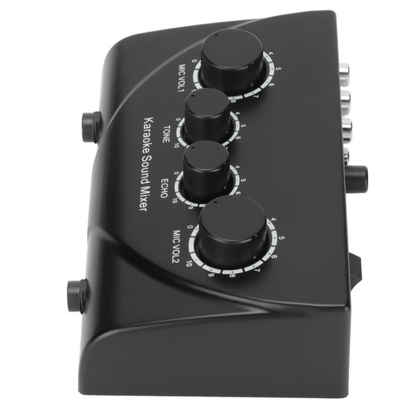 Mezclador de Línea Digital, 4 Diales Giratorios Efector Frontal de Karaoke Portátil Negro Para La Etapa