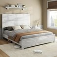 thumbnail image 5 of Merluxy Full Size 51.2" Wood Bed Frame, Rustic Platform Bed with Spliced Headboard, Wood Slats Support/Noiseless/No Box Spring Needed/Antique White, 5 of 7